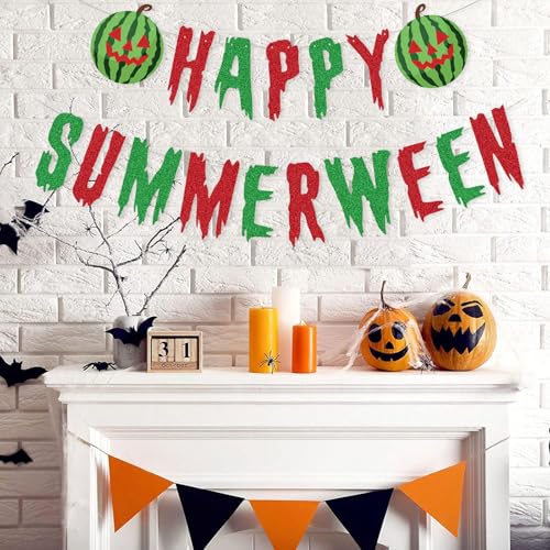 Summerween Halloween Banner Watermelon Spooky Party Decor - Summer & Fall Celebration