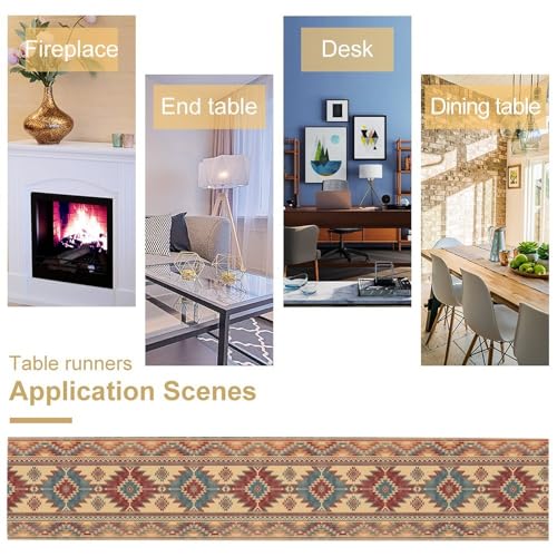 Native American Aztec Table Runner 13x36in - Ethnic Geometric Decor, Clear-Aztec Variation