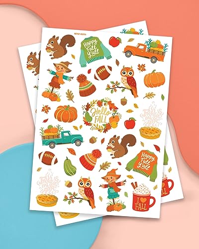 Fall Temporary Tattoos for Kids - 32 Glitter Designs for Parties & Halloween