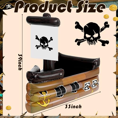 Brown Inflatable Pirate Ship Cooler for Halloween Parties - Vivid