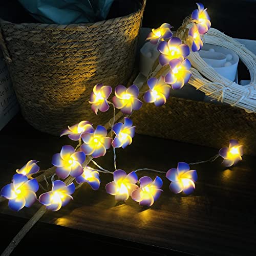 Hawaiian Plumeria String Light - Purple Foam Frangipani Fairy Lights for Garden & Wedding