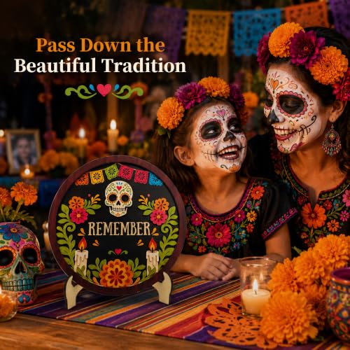 Dia de los Muertos Decorations Layered Wooden Ofrenda Centerpiece - Black