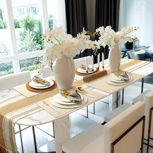 Gold Table Runner & Napkin Ring Set - 19 Piece Dining Accessories