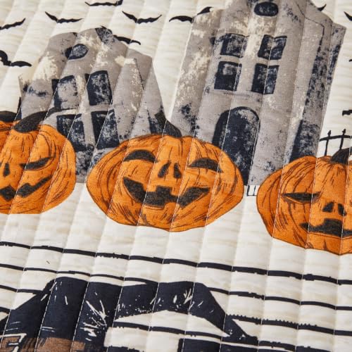 Halloween Throw Blanket Black Cat Pumpkin Spider Skull 50x60 Reversible Decor