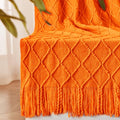 Inhand Burnt Orange Knitted Throw Blanket - 60x80 Inches for Couch & Bed - Variation of Burnt Orange / 60x80