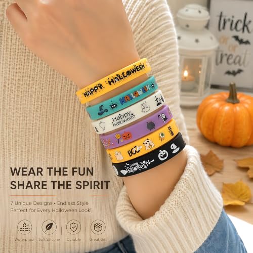 Halloween Rubber Bracelets Bulk Party Favors Wristbands - Set of 50