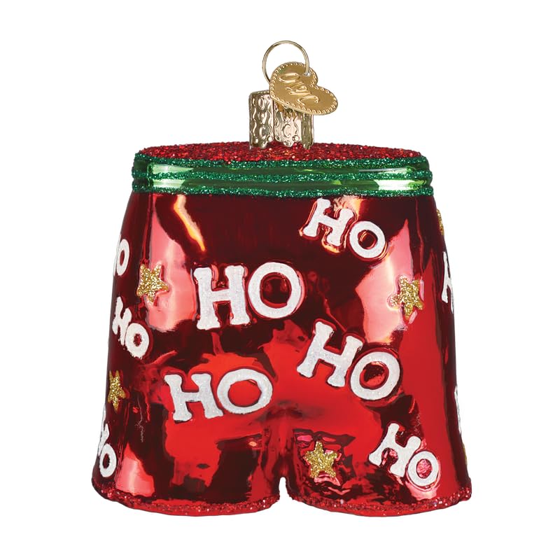 Christmas Glass Blown Ornament - Playful Boxer Shorts Holiday Decor