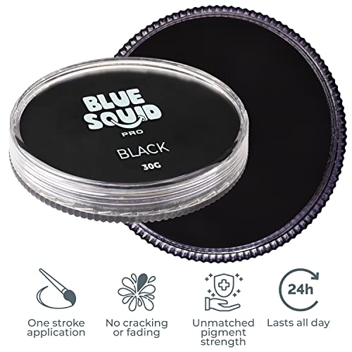 Blue Squid Water-Based Black Face Paint 30g - Professional Face & Body Makeup for Kids & Adults