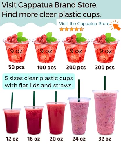 9 oz Clear Plastic Cups - 50 Pack Disposable Wine & Cocktail Glasses - No Lids