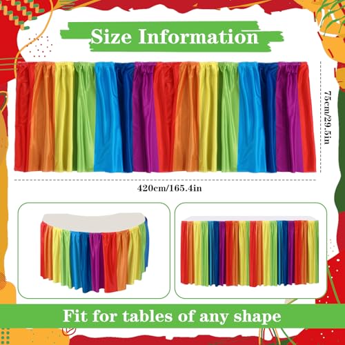 Oudain Rainbow Table Skirt for Teacher Desks - 165" x 30" Classroom Decor, Rectangular, Classic
