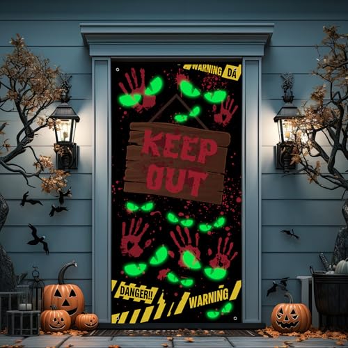 Horrible Halloween Door Cover with Glow-in-The Dark Eyes - 3D Mummy Decoration, 35.4 x 70.9 Inches - Variation of THIS listing