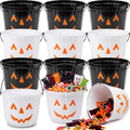Halloween Pumpkin Candy Buckets 12 Pack - Black & White Plastic Trick or Treat Pails