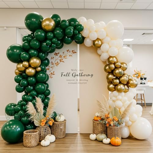 Green White Balloon Arch Kit for Party Decoration - Emerald & Gold Variations