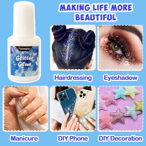 Temporary Glitter Tattoo Glue 8ml Brush Bottles Set for Body & Face Art