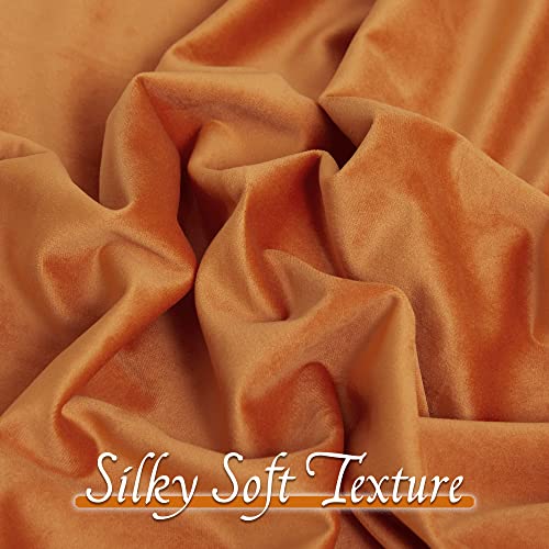Orange Velvet Curtains for Bedroom Set of 2 - Room Darkening, Energy Saving, 52x108 Inches