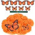 Artificial Marigold Flower Heads & Monarch Butterfly Set for Festival Decorations - 50 Pieces