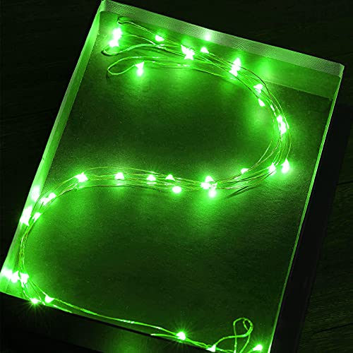 Battery Operated Fairy Lights 16 Pack - Green Copper Wire Starry String Lights for Bedroom Xmas Parties