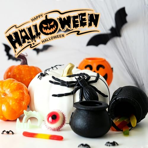 Mini Halloween Pumpkin Buckets Set - 36 Black and Orange Portable Candy Baskets