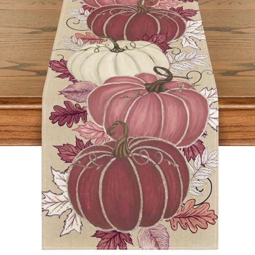 Pink 13x90 Inch Fall Table Runner Polyester Home Decor for Dining & Parties