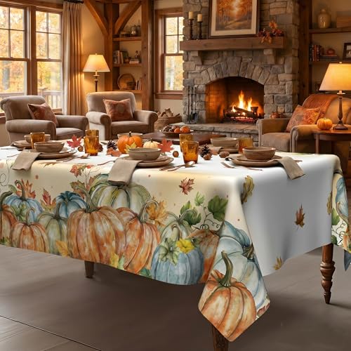 Fall Watercolor Pumpkin Tablecloth 60x140 Inch Rectangular Autumn Harvest Decor - Fall Pumpkins
