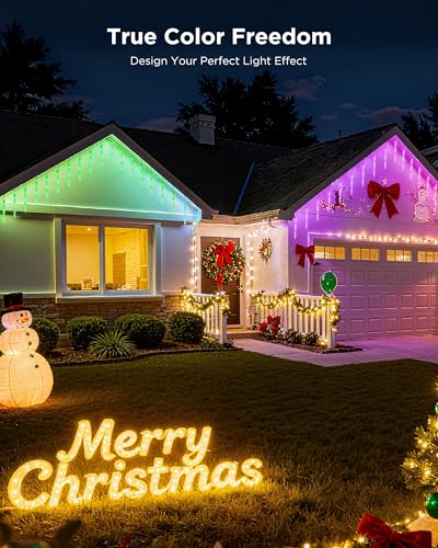Smart Icicle Christmas Lights - Color Changing Outdoor LED 31.2ft - Variation of Smart Color