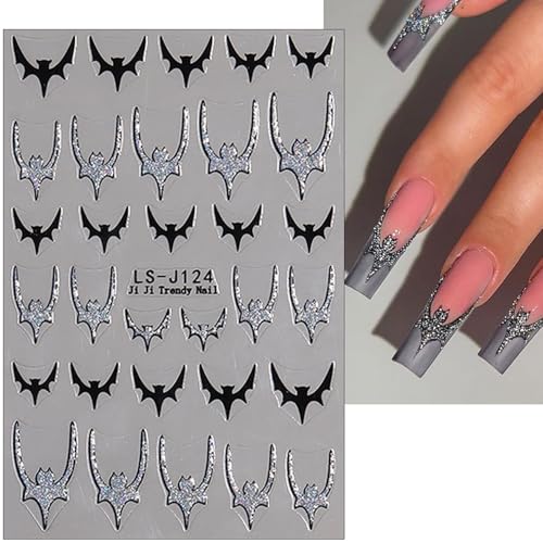 Halloween Nail Stickers - Ghost Bat Spider Web Blood Drop Red Black Decor - Variation of Spider and Bat