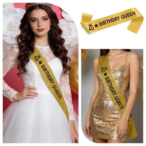 40th Birthday Sash for Women Men - Happy 40th Party Decorations Gift
