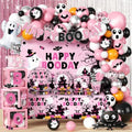 Pink Halloween Birthday Decorations Set for 24 Guests - Complete Party Kit
