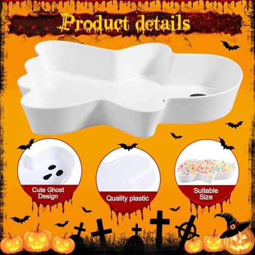 Halloween Ghost Candy Bowls Set - Spooky Boo Plastic Serving Trays, 2 Pieces