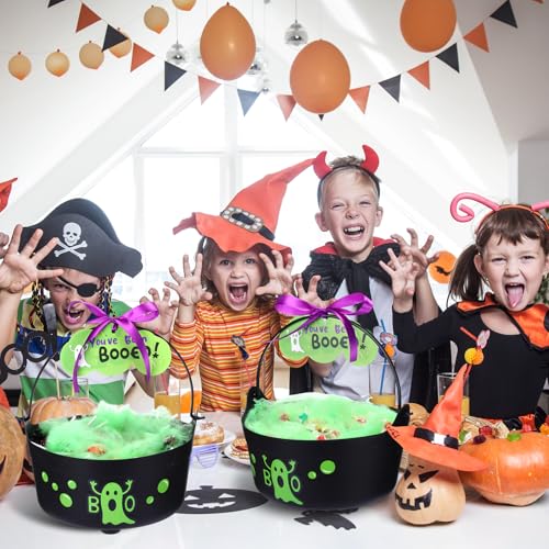 Halloween Boo Buckets Gift Set with Ghost and Spider Web Decorations - 4 Pack