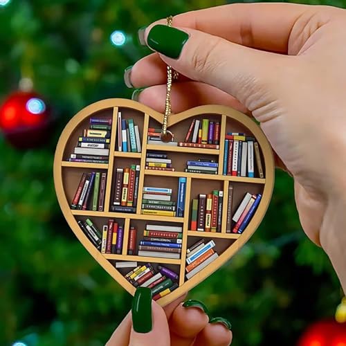 Christmas Reading Book Ornament - Acrylic Tree Decoration for Book Lovers