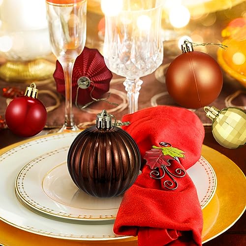 Fall Ball Ornaments for Thanksgiving Tree Decor - 48 Pieces with Yellow, Orange, Brown, Red Brown Variations
