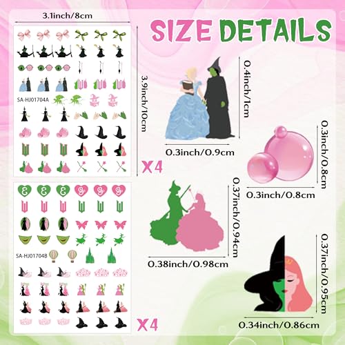 Witch Nail Stickers - 8 Sheets Halloween & Fantasy Nail Decals for Kids & Teens