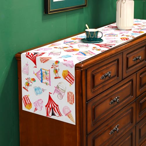 Circus Carnival Party Table Runner - Festival Dining Decor for Halloween & Events