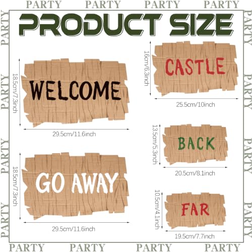 Swamp Themed Party Signs Set - Welcome, Back, Go Away, Castle, Far - Waterproof & Reusable Decor