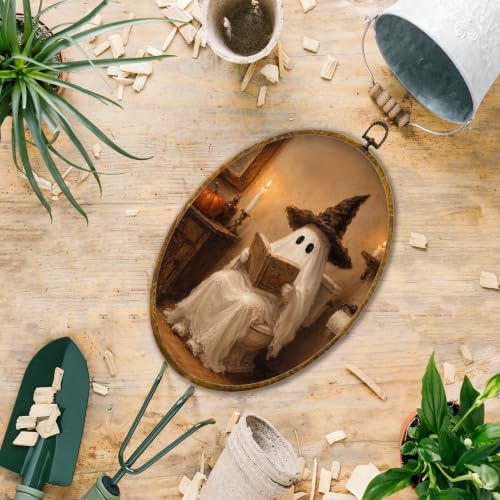Halloween Witchy Ghost Wall Art Framed Oval Decor 8.6x11.4 Fall15