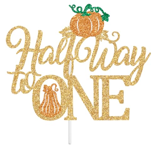 Half Year Pumpkin Cake Topper for Baby Shower & Birthday - Fall Decorations