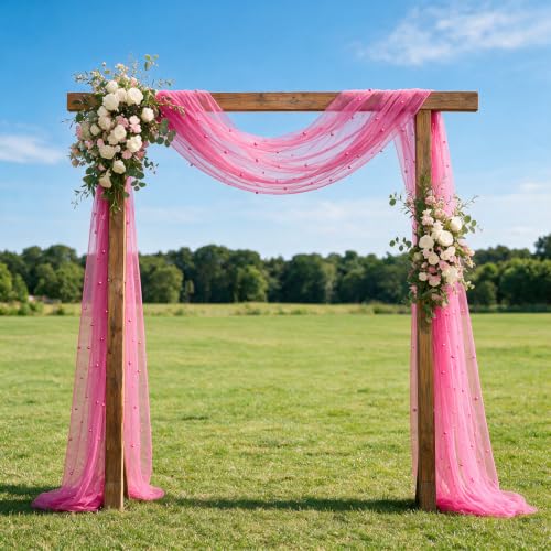 Pink Pearl Gauze Table Runner 28 x 120 Inches - Rose Red, Durable Home Decor