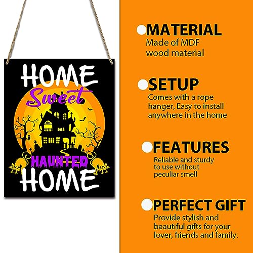 Halloween Rustic Wood Sign - Funny Haunted House Wall Decor 8x10 Inches