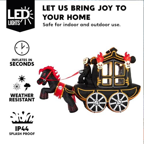 10 Ft Halloween Inflatable Carriage with LED Lights Outdoor Yard Decor