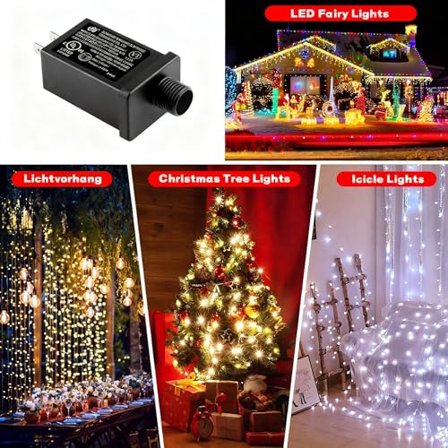2-Pack Waterproof 12V Power Supply Adapter for LED String Lights & Inflatable Decorations