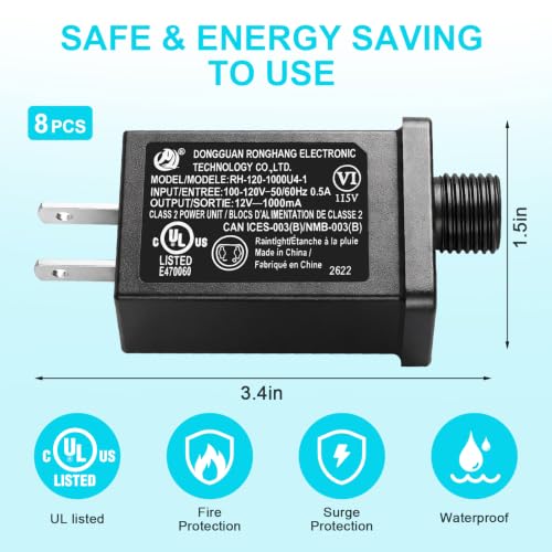 8-Pack Waterproof 12V Inflatable Adapter Power Supply for LED Decorations - Variation 8