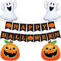Halloween Banner with Ghost and Pumpkin Balloons - Party Decorations