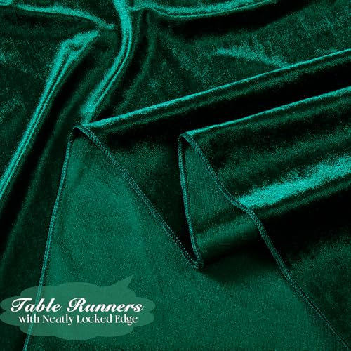 Velvet Table Runner 20x120 Inches - Green, Elegant Dining Decor