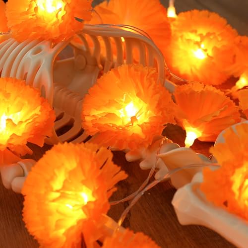 Day of The Dead Marigold Garland String Lights 10FT with 20 LED Bulbs