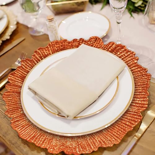 Orange Charger Plates Set of 12 - Reef Design for Dinner Table Decor - Variation 1