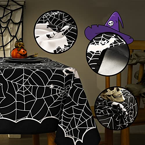 Halloween Rectangle Tablecloth 60x84 Inch Spider Web Black Waterproof Washable Decor Variation of THIS listing