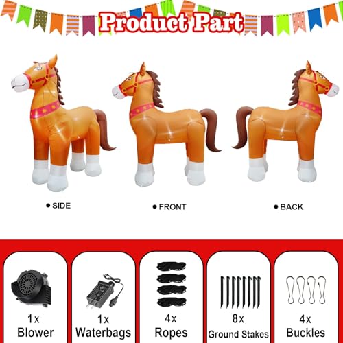 Giant 9FT Inflatable Clydesdale Horse with LED Lights for Outdoor Holiday Decor