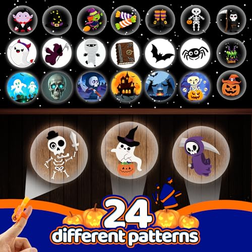Kids Halloween LED Finger Lights with Projections - 24-Day Countdown Party Favors
