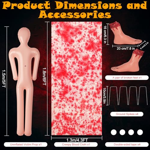 5FT Bloody Corpse Halloween Prop - Lifesize Indoor & Outdoor Haunted House Decoration